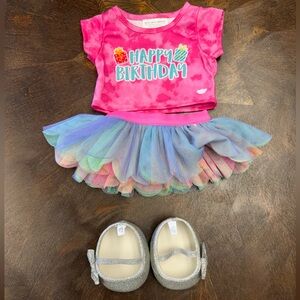 Build-A-Bear Happy Birthday Outfit with Tutu and Sparkly shoes